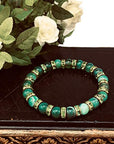 Helena Rose Ladies Spiritual Bracelet for Women- Gorgeous Green Agate Gemstones & Sparkling Green Rhinestone Crystals - Woman's Stretch Bracelet - Plus Jewellery Gift Box