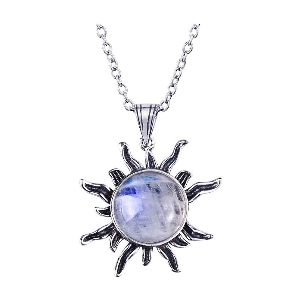 Womens Matching Jewellery Set - 925 Sterling Silver Flaming Sun Pendant Necklace &amp; Earrings for Ladies with Jewellery Gift Box