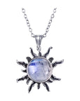 Womens Matching Jewellery Set - 925 Sterling Silver Flaming Sun Pendant Necklace & Earrings for Ladies with Jewellery Gift Box