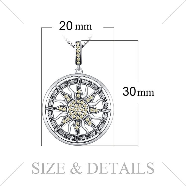 Ladies 925 Sterling Silver Celestial Sun Necklace Pendant for Women - 73 Cubic Zirconia Crystals - plus 45cm 925 Silver Box Chain - With Jewellery Gift Box.