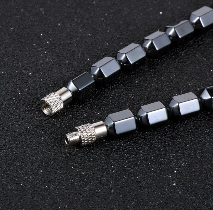 Natural Hematite Beaded Pendant Necklace for Men Women with Jewellery Gift Box