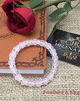 Helena Rose Jewellery - Natural Pink Rose Quartz Stretch Bracelet for Women - Gemstones with Clear Crystal Rhinestones - Valentines Gift, Plus Jewellery Gift Box