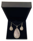 Ladies Matching Jewellery Set for Women - Teardrop Design Necklace Pendant & Drop Earrings - With Jewellery Gift Box