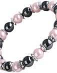 Pink Pearl & Hematite Magnetic Therapy Bracelet for Women & Jewellery Gift Box