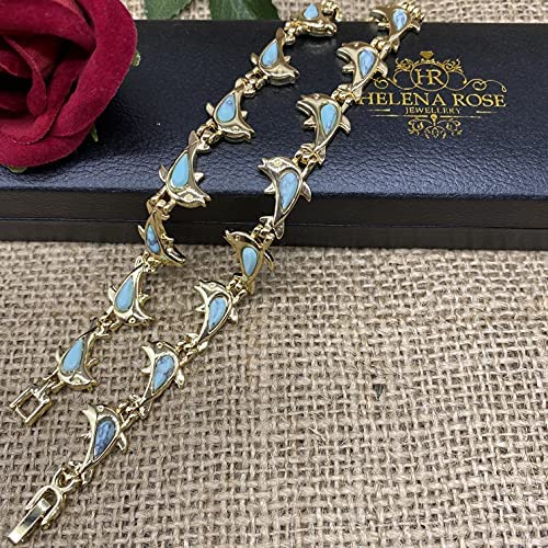 Helena Rose Womens Magnetic Bracelet - Blue Turquoise Gemstone Dolphin Jewellery