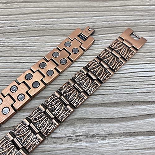 Magnetic Therapy Copper Bracelet for Men - Double Strength - 36 High Strength Magnets - 22cm Adjustable Length - with Jewellery Gift Box.