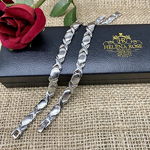 Ladies Magnetic Therapy Bracelets for Women - Chloe Hexagon &amp; Kisses Adjustable Design - Length 18.5cm - with Jewellery Gift Box