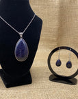 Ladies Matching Jewellery Set for Women - Teardrop Design Necklace Pendant & Drop Earrings - With Jewellery Gift Box