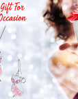 Cute Cat Pendant Necklace & Earrings Matching Set For Women - Ladies Silver Plated Crystal Jewellery with Gift Box