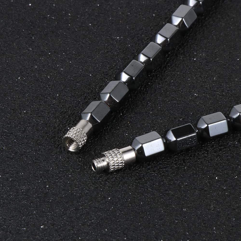 Natural Hematite Beaded Pendant Necklace for Men Women with Jewellery Gift Box