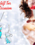 Cute Cat Pendant Necklace & Earrings Matching Set For Women - Ladies Silver Plated Crystal Jewellery with Gift Box