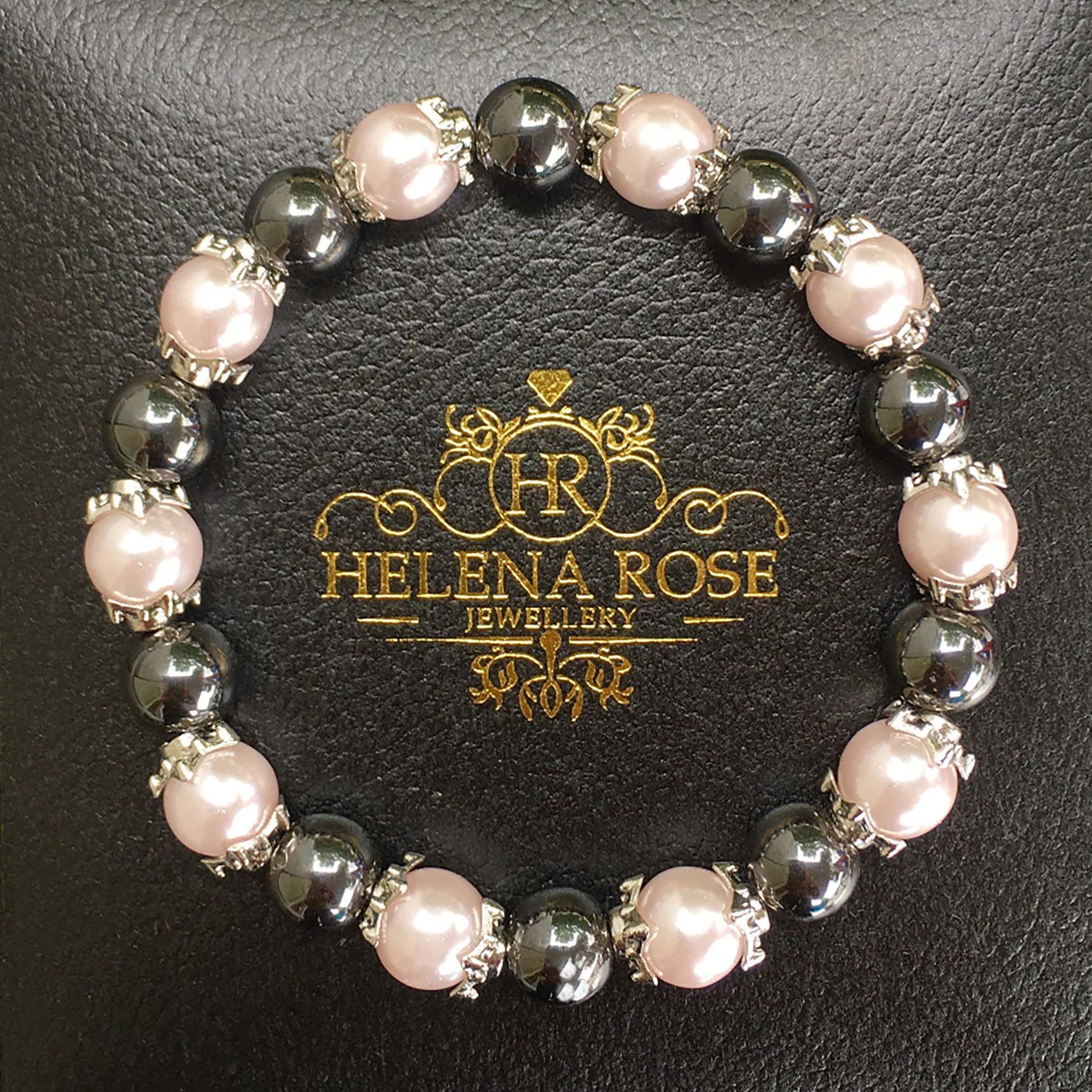 Pink Pearl &amp; Hematite Magnetic Therapy Bracelet for Women &amp; Jewellery Gift Box