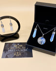 Jewellery Gift Set For Women - Silver Moon & Stars Necklace & Drop Earrings - Real Natural Crystal Quartz Gemstone Pendant For Ladies - With a Quality Gift Box