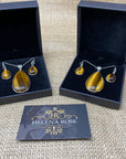 Ladies Matching Jewellery Set for Women - Teardrop Design Necklace Pendant & Drop Earrings - With Jewellery Gift Box