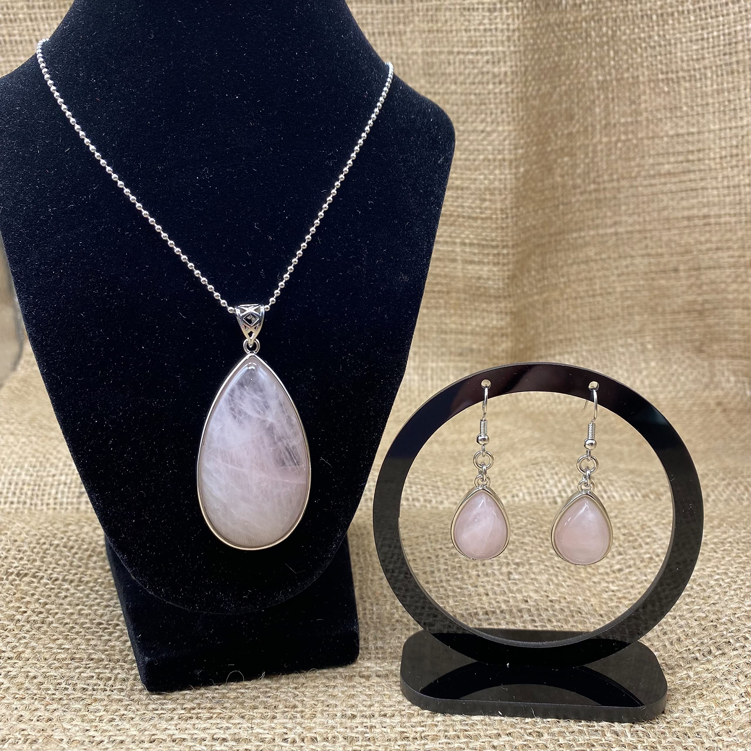 Ladies Matching Jewellery Set for Women - Teardrop Design Necklace Pendant &amp; Drop Earrings - With Jewellery Gift Box