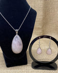 Ladies Matching Jewellery Set for Women - Teardrop Design Necklace Pendant & Drop Earrings - With Jewellery Gift Box
