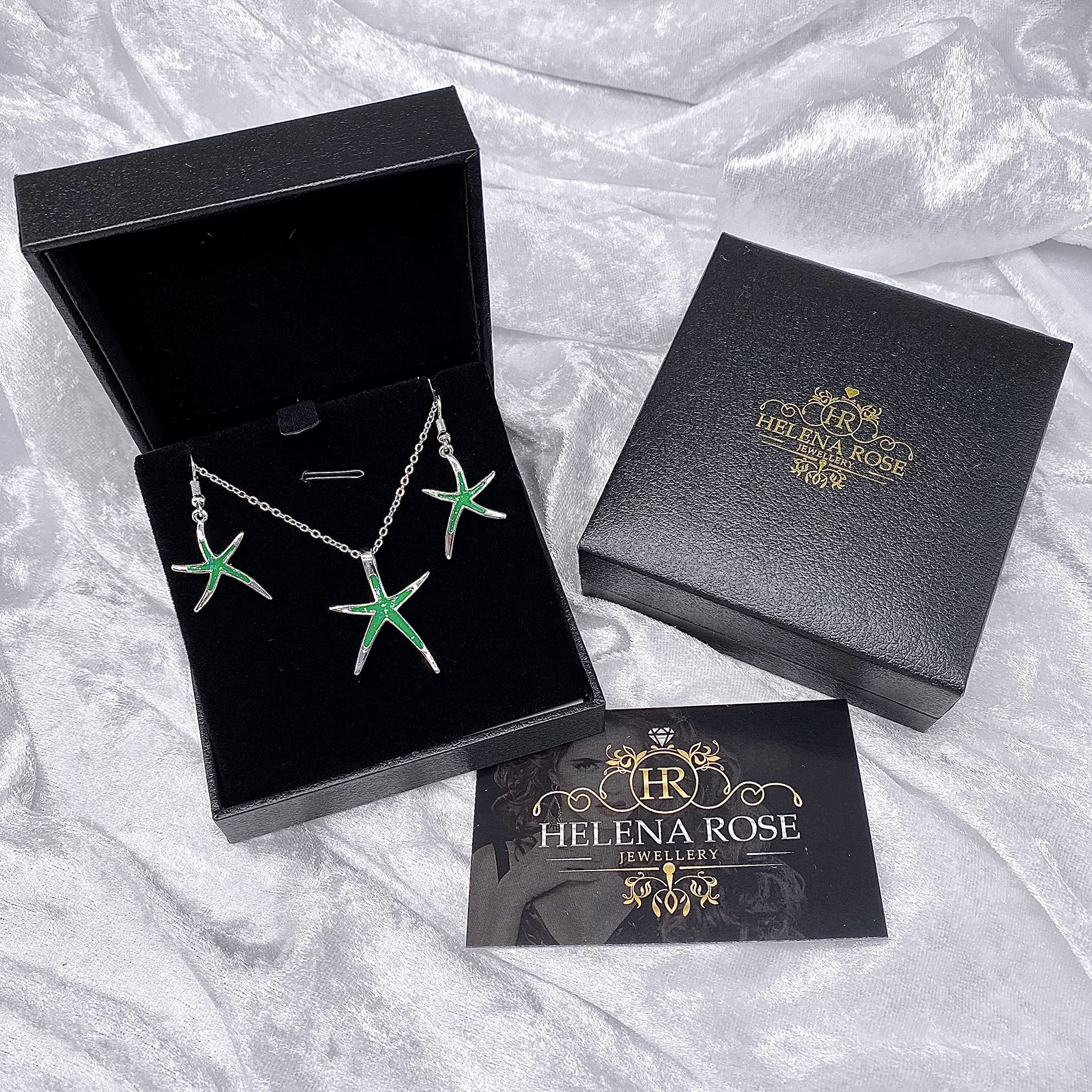 Starfish Jewellery gift set for women. Starfish design pendant necklace with enamel inlay &amp; matching earrings. With Gift Box-