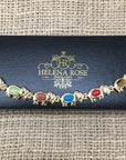 Helena Rose Ladies Magnetic Bracelet for Women - Natural Semi Precious Gem Stones Elephant Design - Fits Wrists 17.5cm Adjustable with a Jewellery Gift Box