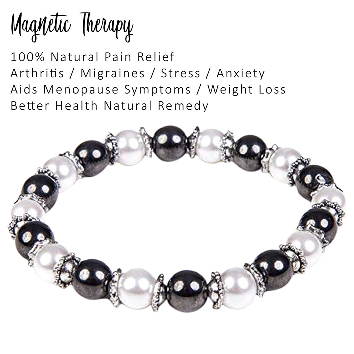 hematite magnetic therapy bracelet for women natural pain relief for arthritis joint pain carpal tunnel relief menopause symptoms hot flushes best gift for women and ladies plus gift box