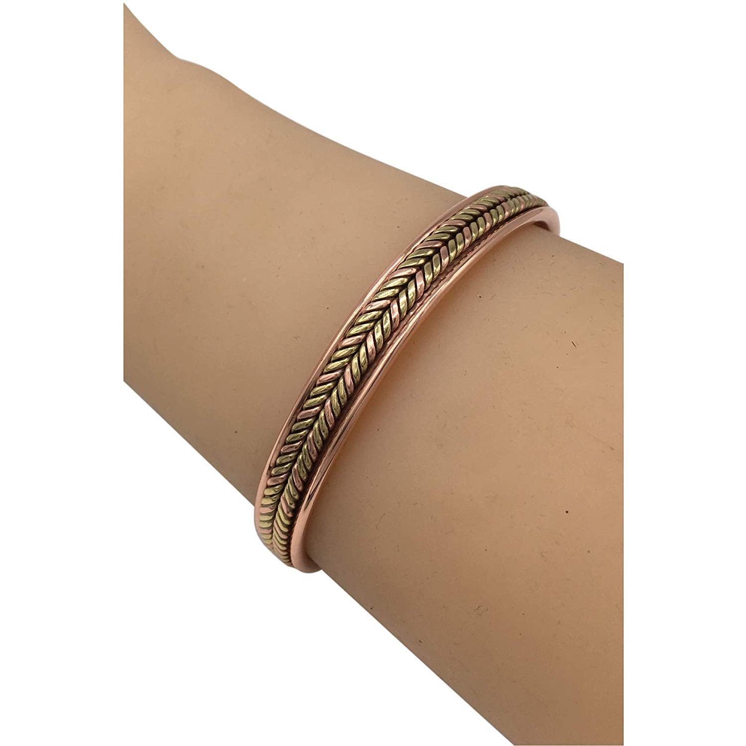Copper Bracelets for Arthritis - Gorgeous Two Tone Plait Design - Magnetic Therapy Bracelet for Men &amp; Women - with Gift Box