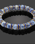 Ladies Spiritual Vitality Bracelet - Natural Blue Sodalite Stone with Rhinestone Crystals - Balancing Bangle for Women - with Jewellery Gift Box- Gemstones