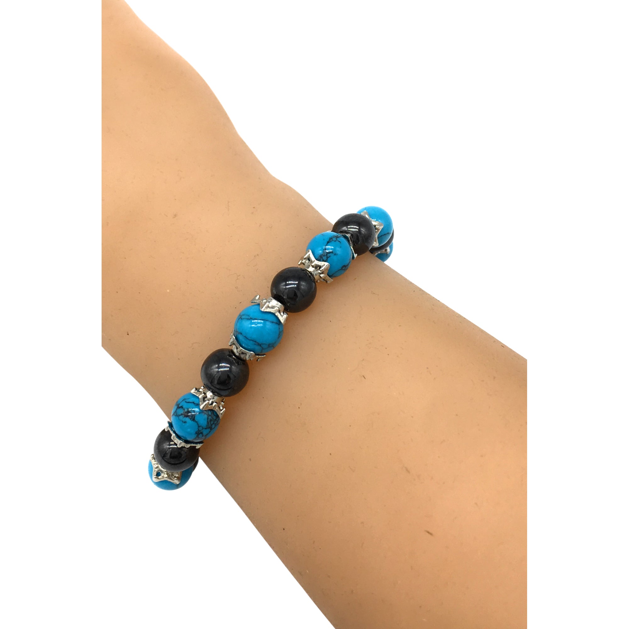 Helena Rose Natural Turquoise Stone &amp; Hematite Magnetic Therapy Bracelet for Women | Anti Anxiety Bracelet Aids Menopause Symptoms Relieve Arthritic Pain Stress and Migraines - Plus Jewellery Gift Box